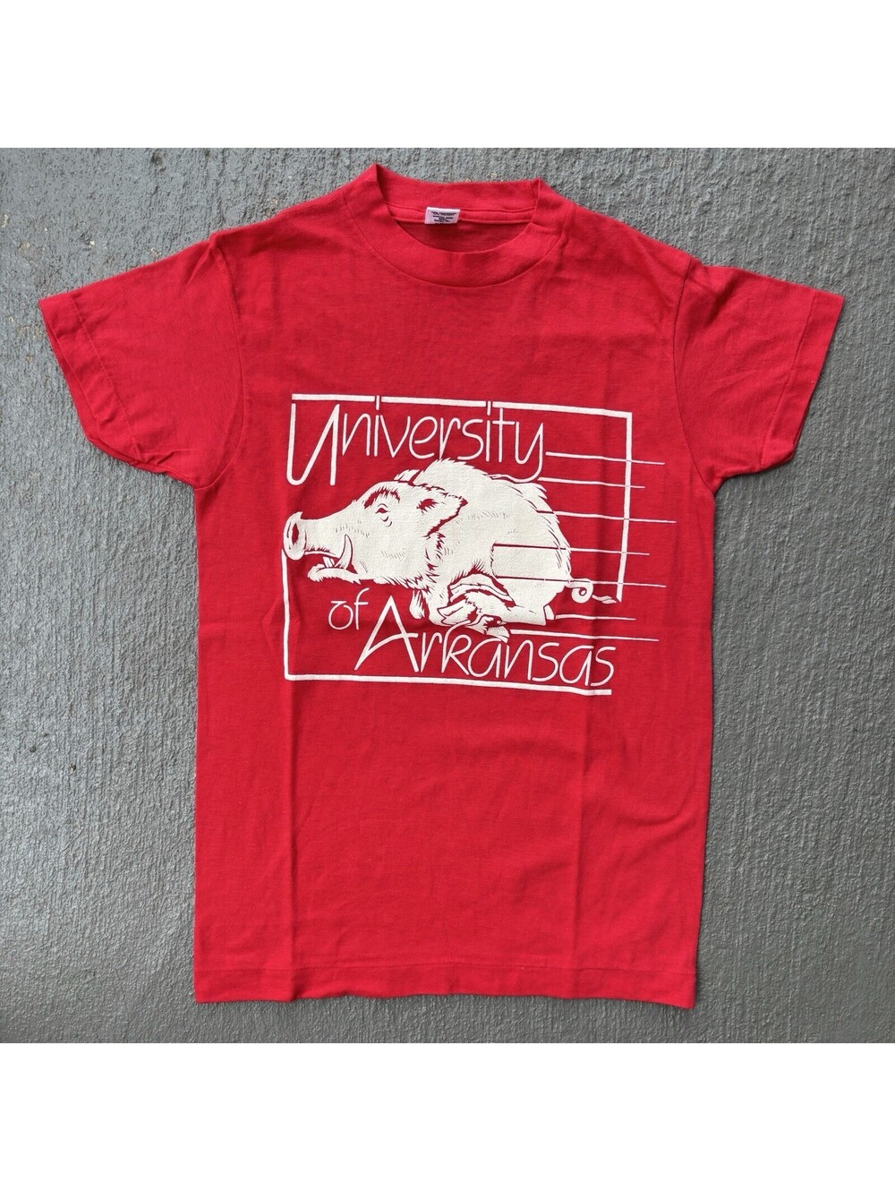 Vintage 80s University Of Arkansas Razorback Shirt New YOUTH Medium- Large